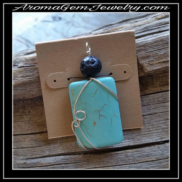 Essential oil diffuser necklace - magnesite - w/SS chain