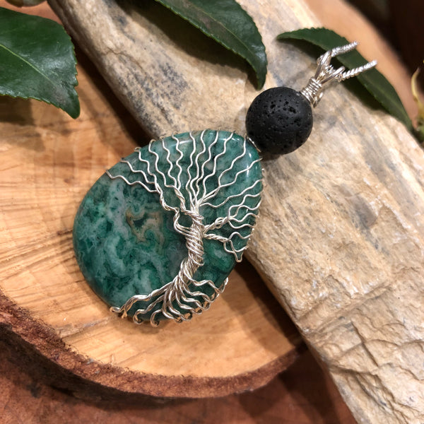 Essential oil diffuser necklace - handmade tree of life -