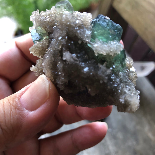 73 gram Flourite ladder in Smokey Quartz