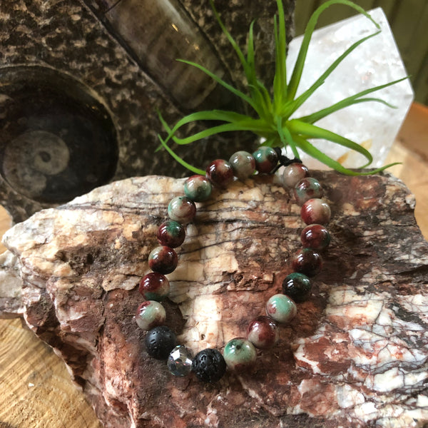 Essential oil diffuser bracelet - Dyed “Malaysia Jade” (Chalcedony)