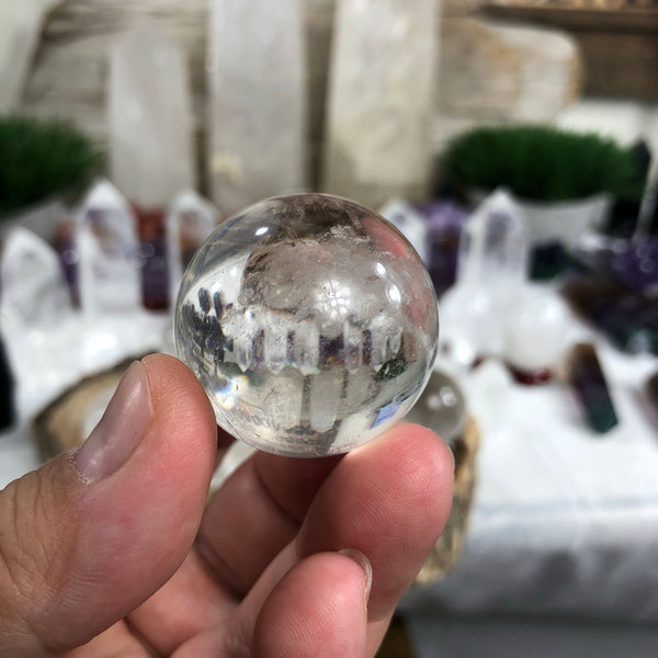 Clear quartz crystal spheres (protection cleansing)