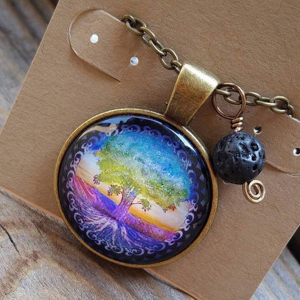 Essential oil diffuser necklace - Tree of Life