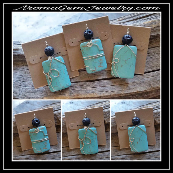 Essential oil diffuser necklace - magnesite w/SS chain