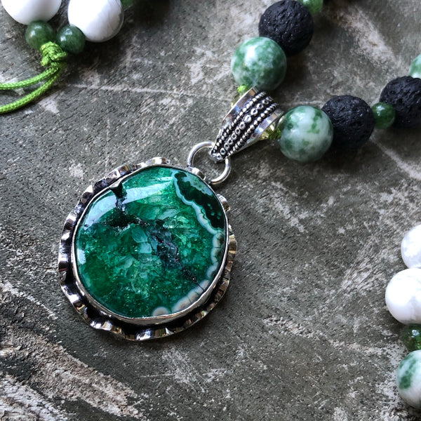 Essential Oil Diffuser necklace/bracelet/ earring set - Tree Agate, Howlite