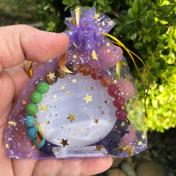 Chakra Essential oil diffuser bracelet set - with Selenite and Quartz crystal