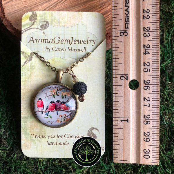Essential oil diffuser necklace - birds