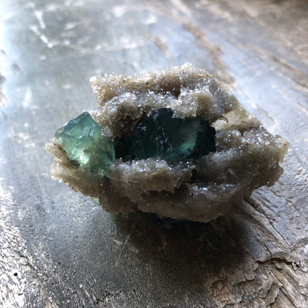 73 gram Flourite ladder in Smokey Quartz