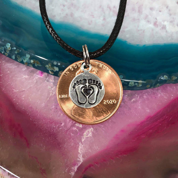 Hand stamped 2020 penny - new baby