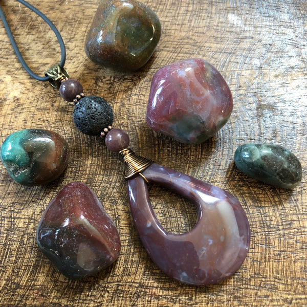Essential oil diffuser necklace - Fancy Jasper