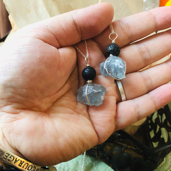 Celestite Crystal Aromatherapy Necklace