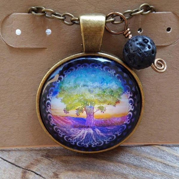 Essential oil diffuser necklace - Tree of Life
