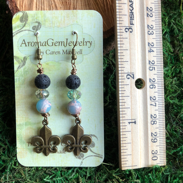 Essential oil diffuser earrings - sea sediment jasper