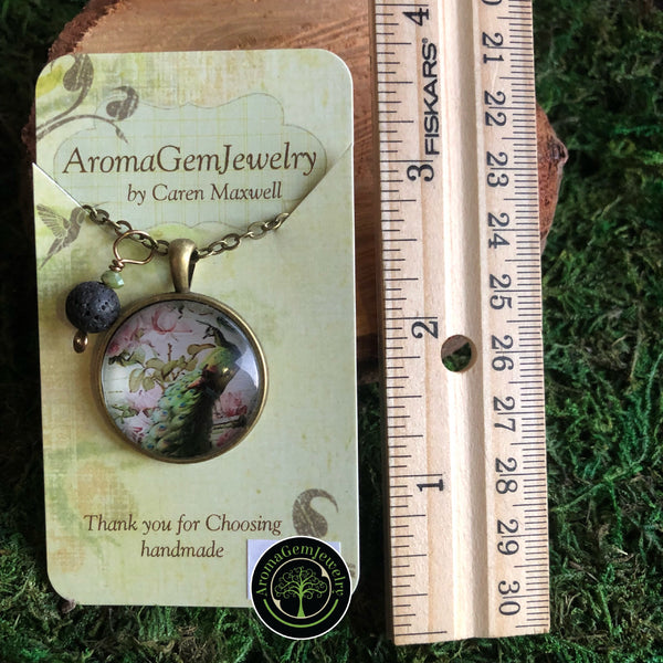 Essential oil diffuser necklace - peacock