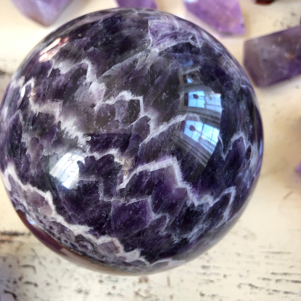 Huge Dream Amethyst Sphere-4 inches (Protection, intuition, sobriety)
