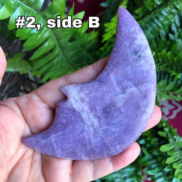 Purple Lepidolite carved crescent moon