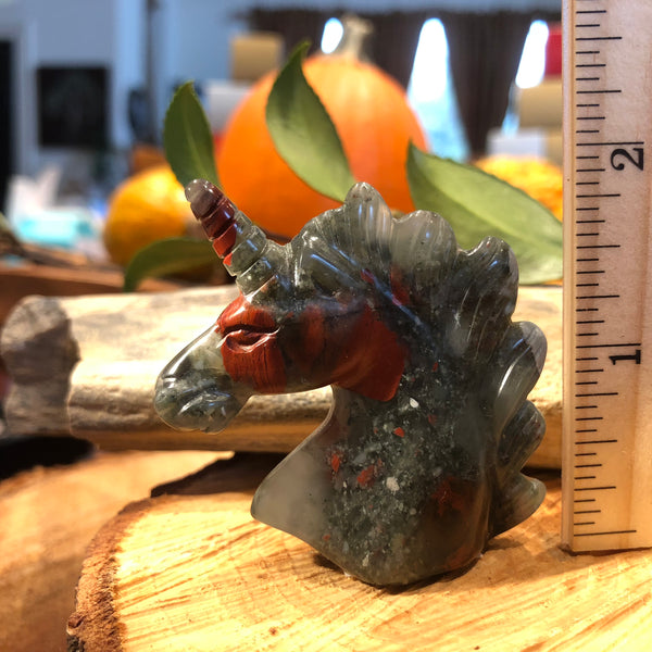 Carved Bloodstone Unicorn