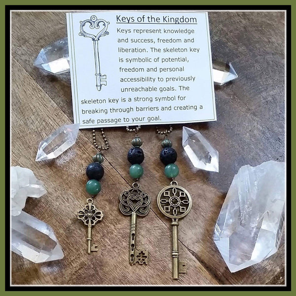 Essential oil diffuser necklace- skeleton key -scroll