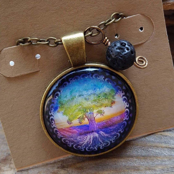 Essential oil diffuser necklace - Tree of Life