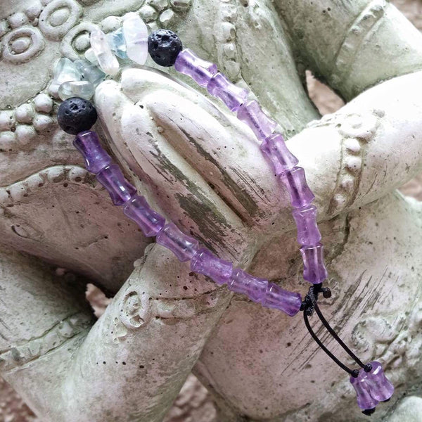 Essential oil diffuser bracelet - Amethyst & Flourite