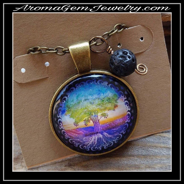 Essential oil diffuser necklace - Tree of Life