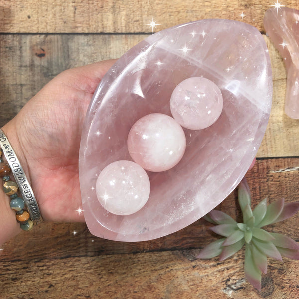 Large Rose quartz carved bowl