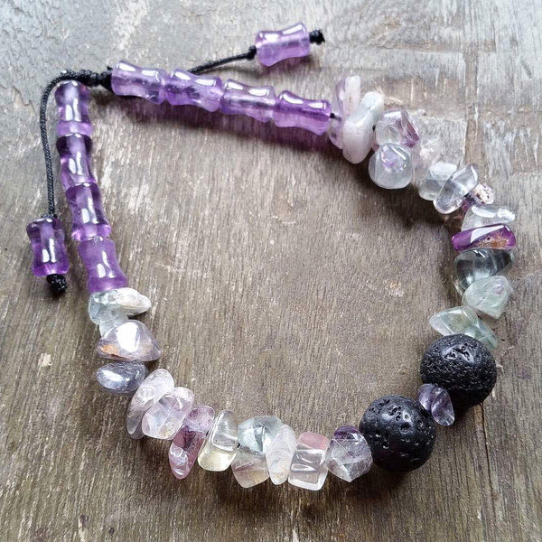 Essential oil diffuser bracelet - Amethyst & Flourite