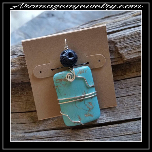 Essential oil diffuser necklace - magnesite - w/chain