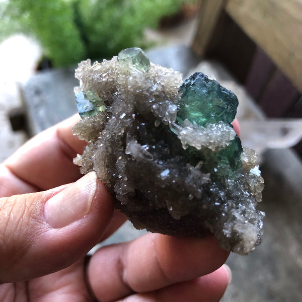 73 gram Flourite ladder in Smokey Quartz