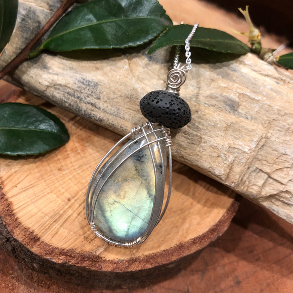 Essential oil diffuser necklace - Labradorite