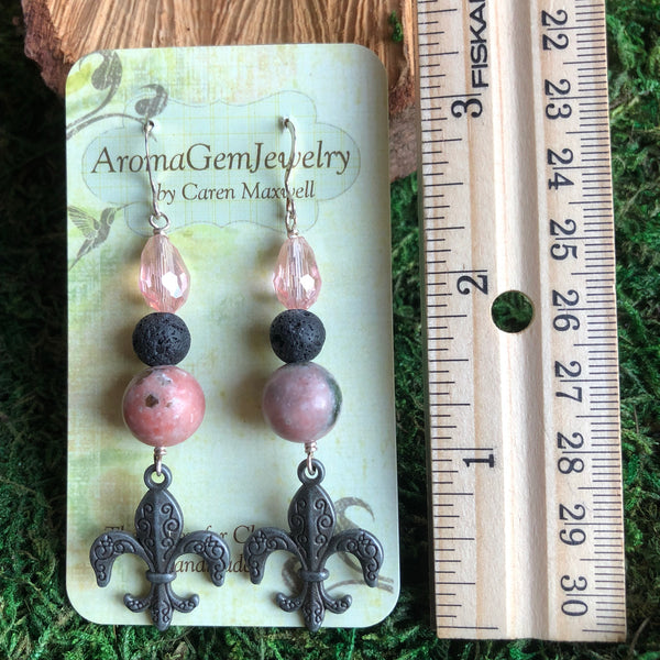 Essential oil diffuser earrings - Rhodochrosite