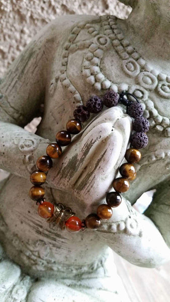 Essential oil diffuser bracelet -Tiger Eye - butterfly