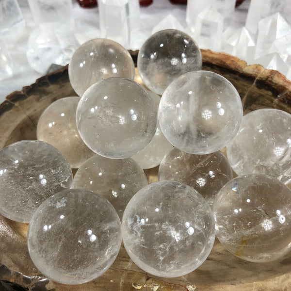 Clear quartz crystal spheres (protection cleansing)