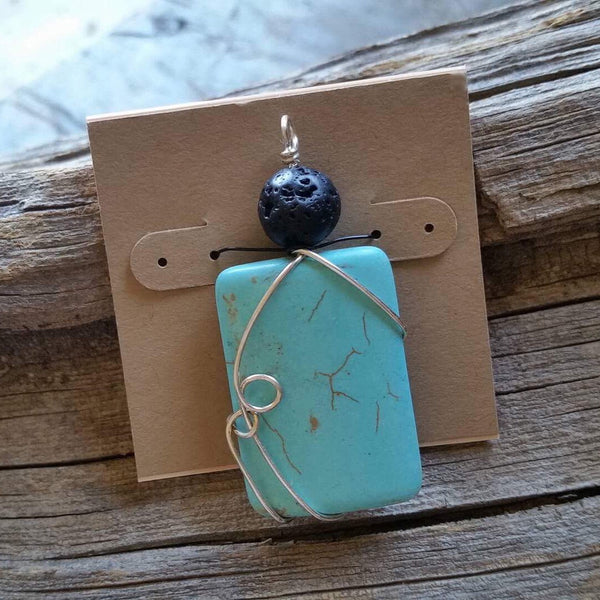 Essential oil diffuser necklace - magnesite - w/SS chain