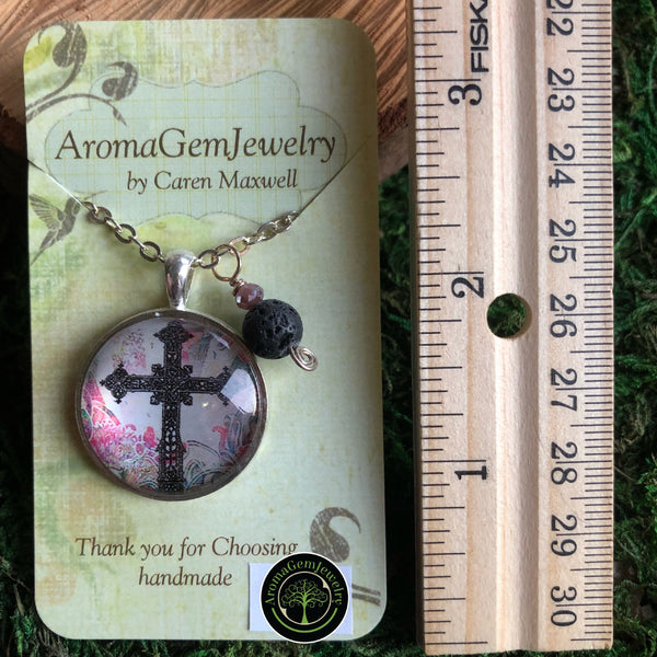 Essential oil diffuser necklace - cross