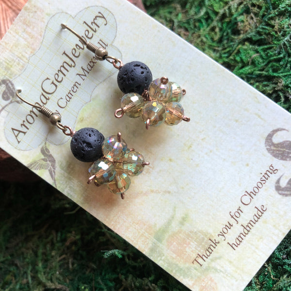 Essential oil diffuser earrings - crystal