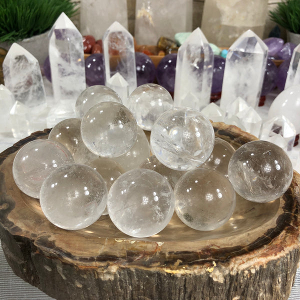 Clear quartz crystal spheres (protection cleansing)