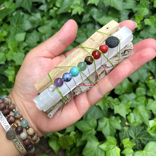 Energy Clearing Bundle-Sage, Palo Santo, Aromatherapy Selenite wand - CHAKRA