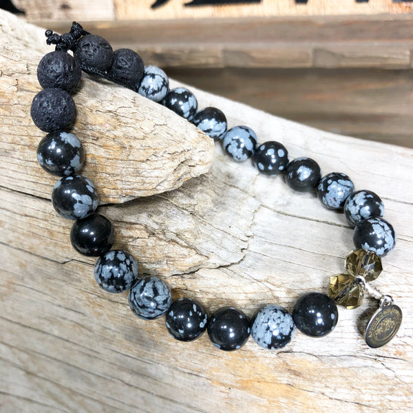 Essential oil diffuser bracelet - Snowflake Agate (Protection, Purify, Balance, Metamorphosis)