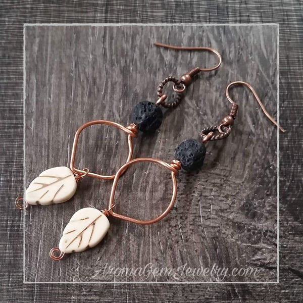 Essential oil diffuser earrings- copper fall