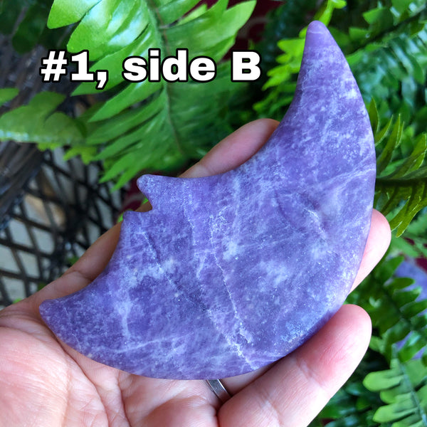 Purple Lepidolite carved crescent moon
