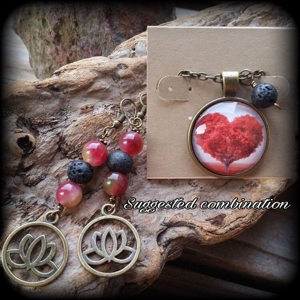 Essential oil diffuser necklace - heart tree - antiqued bronze