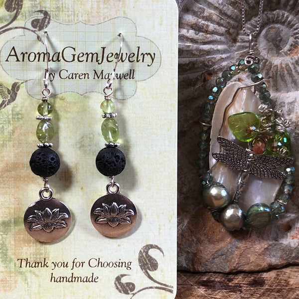 Intricate and gorgeous Wire wrapped cultured pearl dragonfly necklace - NOT AROMATHERAPY