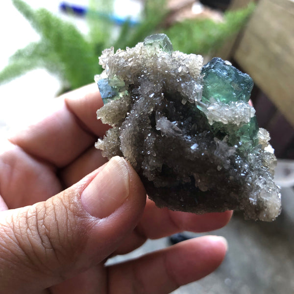 73 gram Flourite ladder in Smokey Quartz