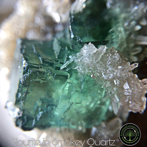 73 gram Flourite ladder in Smokey Quartz