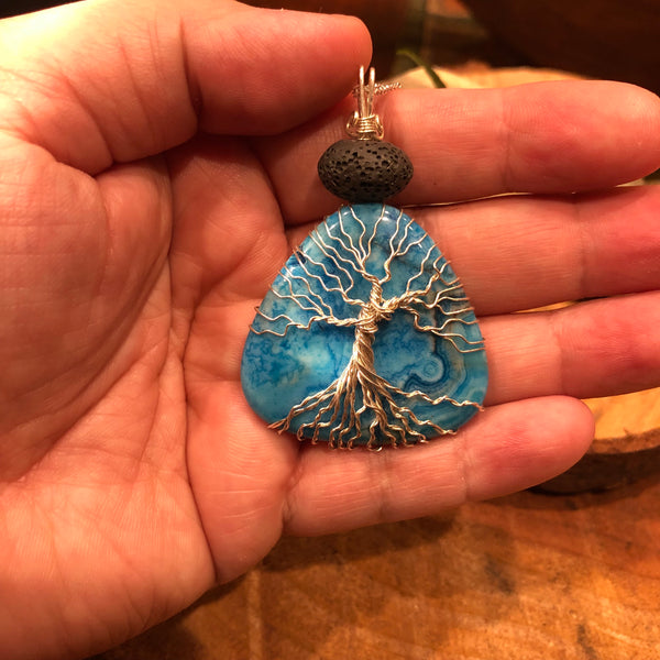 Essential oil diffuser necklace - handmade tree of life