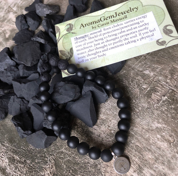 Essential Oil Diffuser Bracelet- Shungite (Protection, Grounding)