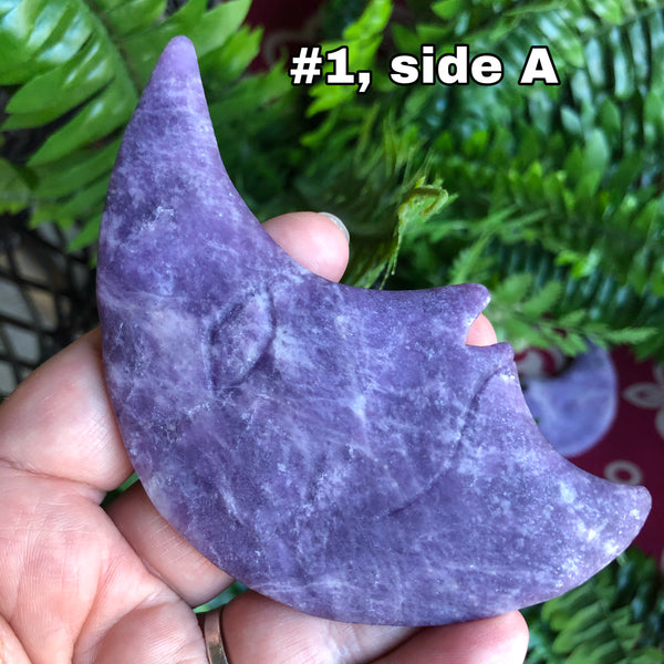 Purple Lepidolite carved crescent moon