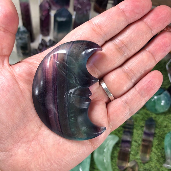 Highest quality Large Flourite hand carved moon