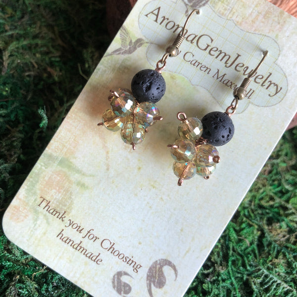 Essential oil diffuser earrings - crystal