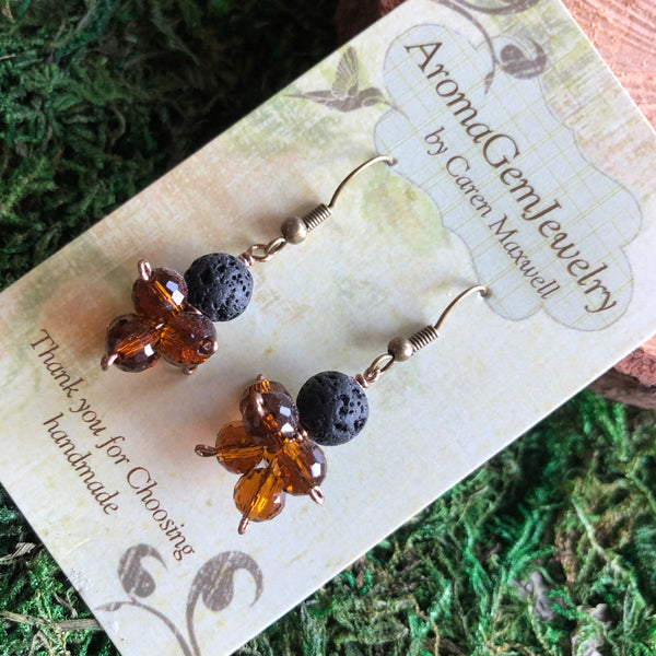 Essential oil diffuser earrings - crystal